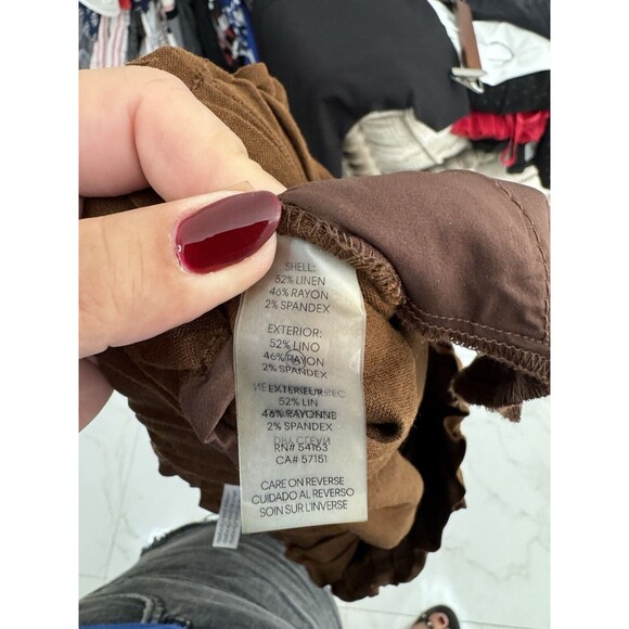 Calvin Klein Linen Blend Wide Leg Crop Pants - Picture 6 of 8